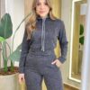Conjunto Feminino Betina Blusa Manga Longa com Capuz e Calça Cinza - Fernanda Ramos Store