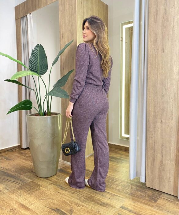 Conjunto Feminino Carol Blusa Manga Longa Princesa e Calça Rose - Fernanda Ramos Store