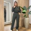 Conjunto Feminino Carol Blusa Manga Longa Princesa e Calça Verde - Fernanda Ramos Store