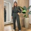 Conjunto Feminino Carol Blusa Manga Longa Princesa e Calça Verde - Fernanda Ramos Store