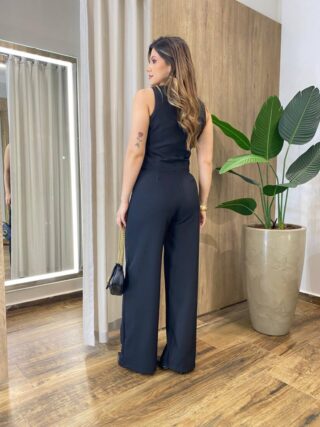 Conjunto Feminino Erica Colete Bolso Falso e Calça Preto - Fernanda Ramos Store