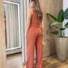 Conjunto Feminino Erica Colete Bolso Falso e Calça Terracota - Fernanda Ramos Store