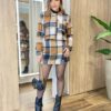 Conjunto Feminino Flanelado Mary Cropped e Short Saia Xadrez Caqui - Fernanda Ramos Store