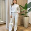 Conjunto Feminino Moletom Blusa Manga Longa e Calça Cinza Mesclado - Fernanda Ramos Store