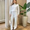 Conjunto Feminino Moletom Blusa Manga Longa e Calça Cinza Mesclado - Fernanda Ramos Store