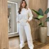 Conjunto Feminino Moletom Lua Cropped Manga Longa e Calça Off White - Fernanda Ramos Store