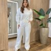 Conjunto Feminino Moletom Lua Cropped Manga Longa e Calça Off White - Fernanda Ramos Store