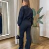 Conjunto Feminino Moletom Lua Cropped Manga Longa e Calça Preto - Fernanda Ramos Store