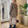 Conjunto Feminino Priscila Blazer e Short Saia Xadrez Caramelo - Fernanda Ramos Store