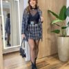 Conjunto Feminino Sol Blazer e Short Saia Xadrez Preto - Fernanda Ramos Store