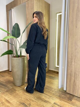 Conjunto Feminino Stella Jaqueta e Calça Veludo Preto - Fernanda Ramos Store