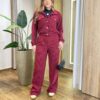 Conjunto Feminino Stella Jaqueta e Calça Veludo Vinho - Fernanda Ramos Store