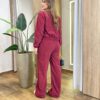 Conjunto Feminino Stella Jaqueta e Calça Veludo Vinho - Fernanda Ramos Store