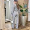 Conjunto Feminino Tricot Camily Blusa Gola Alta e Calça Cinza Claro - Fernanda Ramos Store