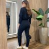 Conjunto Feminino Tylia Blusa Manga Longa e Calça Amarração Preto - Fernanda Ramos Store