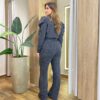 Conjunto Feminino Valem Blusa Manga Longa e Calça Friso Cinza - Fernanda Ramos Store