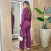 Conjunto Moletinho Pérola Blusa Manga Longa e Calça Marsala - Fernanda Ramos Store