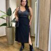 Cropped Feminino Plus Elizabeth com Bojo Couro Eco Preto - Fernanda Ramos Store