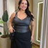 Cropped Feminino Plus Elizabeth com Bojo Couro Eco Preto - Fernanda Ramos Store