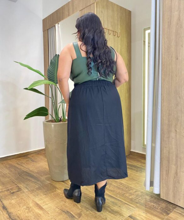 Cropped Feminino Plus Elizabeth com Bojo Couro Eco Verde - Fernanda Ramos Store