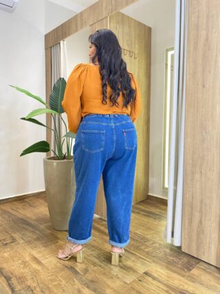 Cropped Feminino Plus sem Bojo Manga Longa com Botões Caramelo - Fernanda Ramos Store