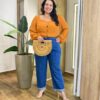 Cropped Feminino Plus sem Bojo Manga Longa com Botões Caramelo - Fernanda Ramos Store