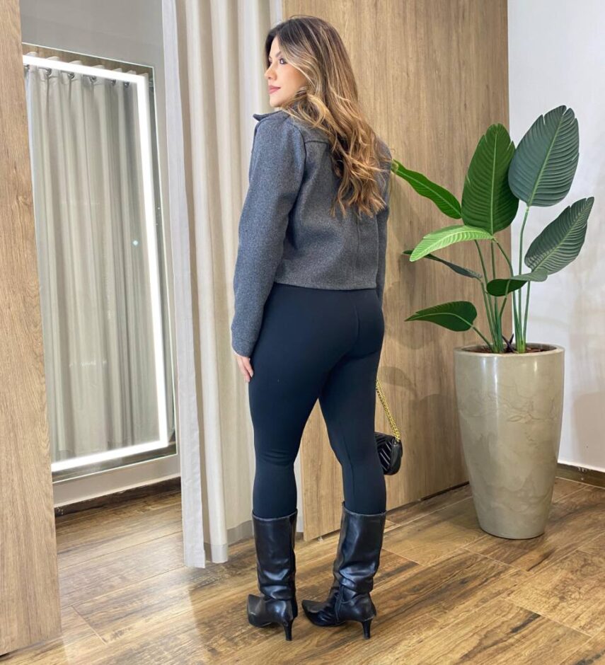 Jaqueta Feminina Afrodite Lã Batida com Botões Cinza - Fernanda Ramos Store