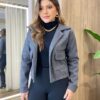Jaqueta Feminina Afrodite Lã Batida com Botões Prata Cinza - Fernanda Ramos Store