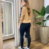 Jaqueta Feminina College Couro Eco Caramelo - Fernanda Ramos Store