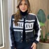 Jaqueta Feminina College Couro Eco Preta - Fernanda Ramos Store