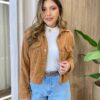 Jaqueta Feminina Esmeralda em Cotelê Caramelo - Fernanda Ramos Store