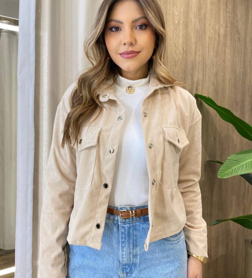 Jaqueta Feminina Esmeralda em Cotelê Nude - Fernanda Ramos Store