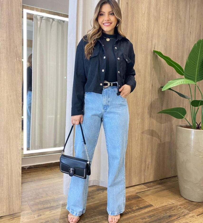 Jaqueta Feminina Esmeralda em Cotelê Preta - Fernanda Ramos Store