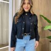 Jaqueta Feminina Esmeralda em Cotelê Preta - Fernanda Ramos Store