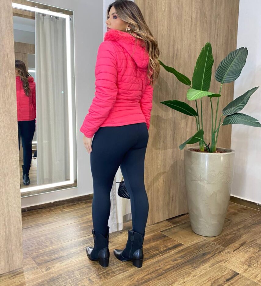 Jaqueta Feminina Peluciada Capuz Removível Leticia Rosa - Fernanda Ramos Store