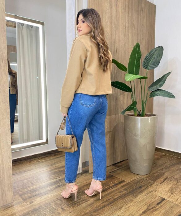 Jaqueta Feminina Sunshine Lã Batida com Botões Bege - Fernanda Ramos Store