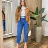 Jaqueta Feminina Sunshine Lã Batida com Botões Caramelo - Fernanda Ramos Store