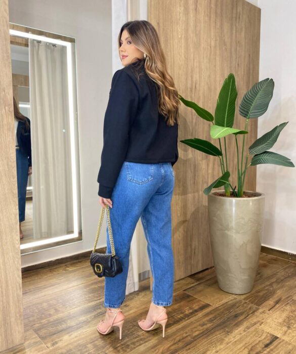 Jaqueta Feminina Sunshine Lã Batida com Botões Preta - Fernanda Ramos Store
