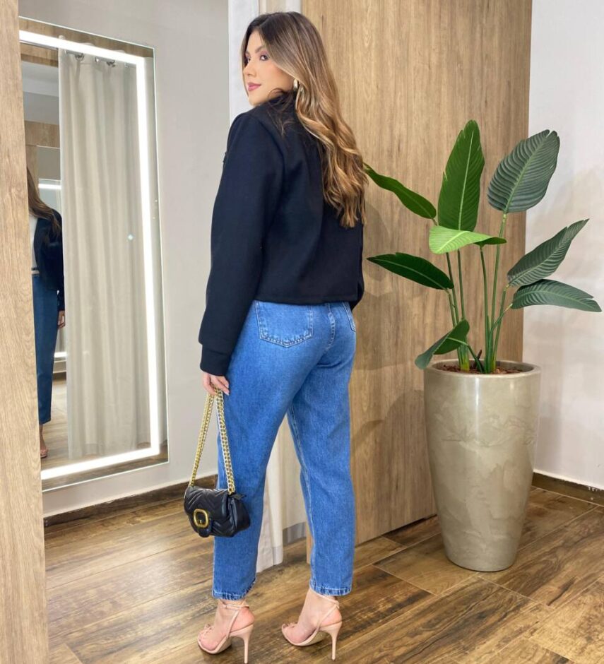 Jaqueta Feminina Sunshine Lã Batida com Botões Preta - Fernanda Ramos Store