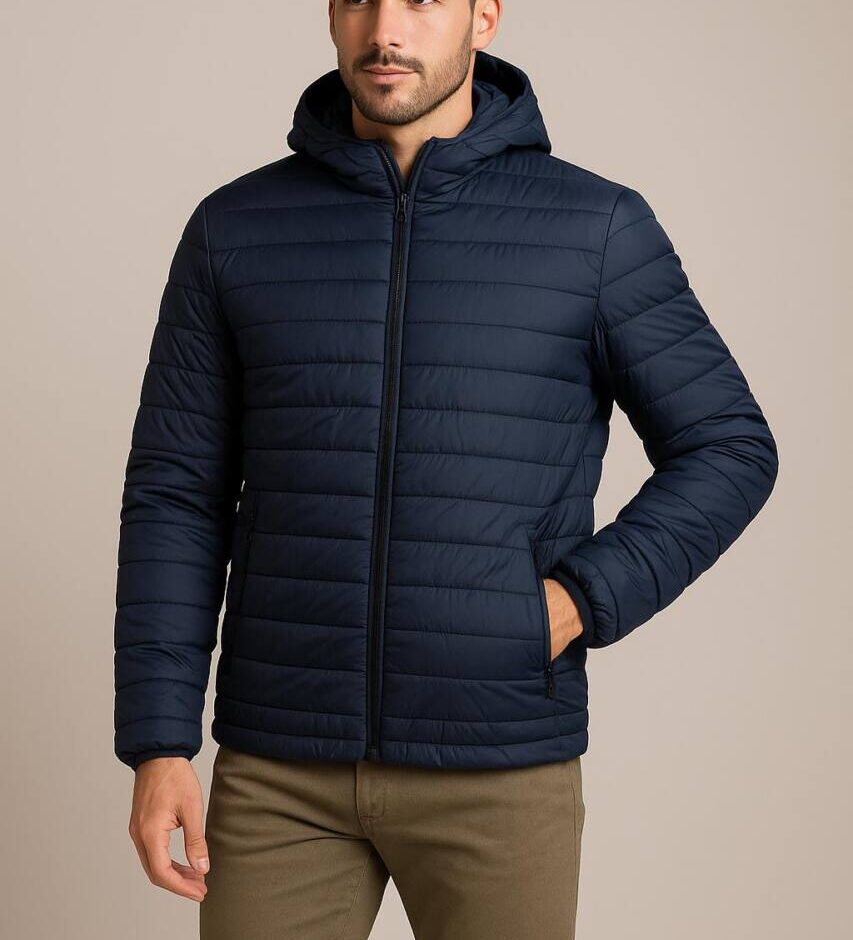 Jaqueta Masculina com Capuz Removível e Bolsos Azul - Fernanda Ramos Store