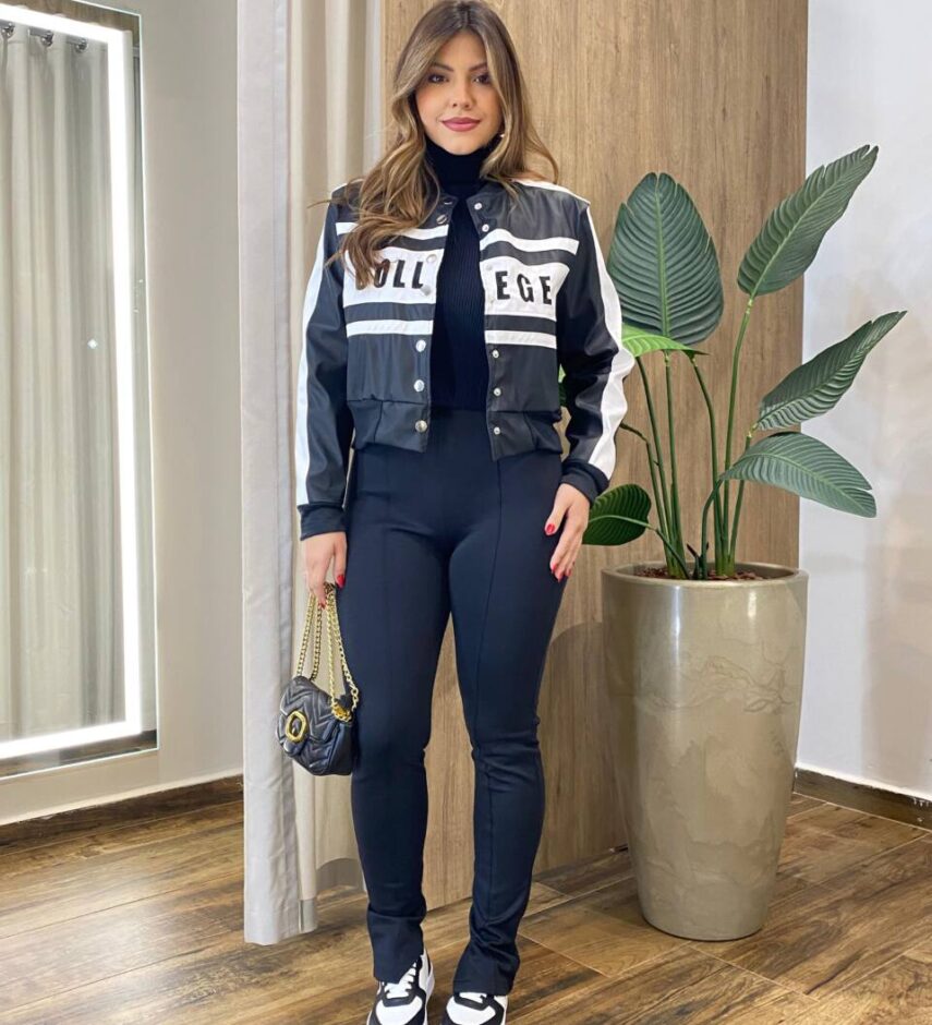 Legging Feminina Mabela com Abertura na Barra Preta - Fernanda Ramos Store