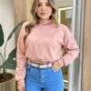 Moletom Flanelado Cropped com Gola Rose - Fernanda Ramos Store