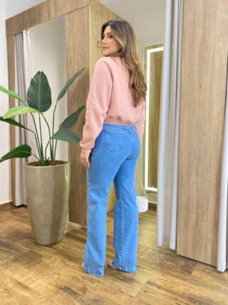 Moletom Flanelado Cropped com Gola Rose - Fernanda Ramos Store