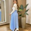 Saia Longa Feminina Amélia com Bolsos e Amarração Azul - Fernanda Ramos Store