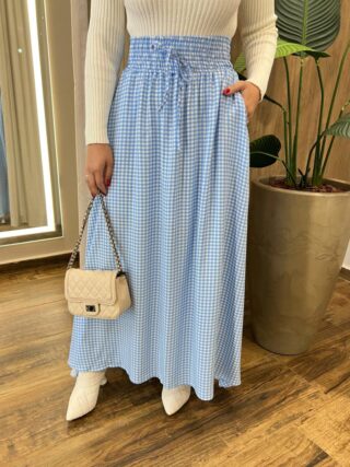 Saia Longa Feminina Amélia com Bolsos e Amarração Azul - Fernanda Ramos Store