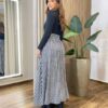 Saia Longa Feminina Amélia com Bolsos e Amarração Preta - Fernanda Ramos Store