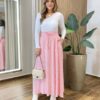 Saia Longa Feminina Amélia com Bolsos e Amarração Rosa - Fernanda Ramos Store