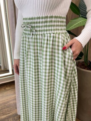 Saia Longa Feminina Amélia com Bolsos e Amarração Verde - Fernanda Ramos Store