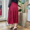 Saia Midi Feminina Amanda com Lastex Xadrez Vermelha - Fernanda Ramos Store