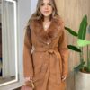 Casaco Feminino Ana Manga Longa com Pelinhos Caramelo - Fernanda Ramos Store